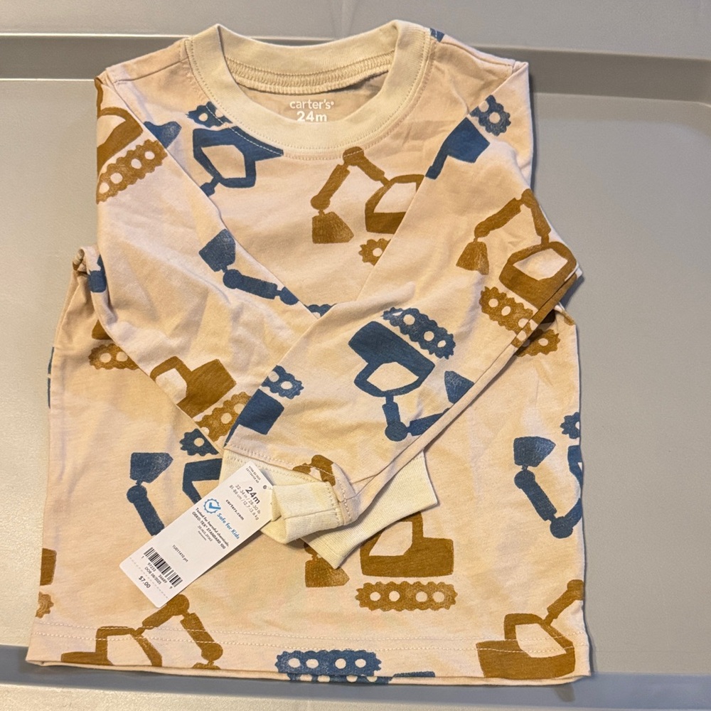 Carter's Kids Long Sleeve Shirt -Blue, Brown Size 24M